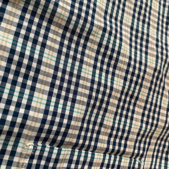 Men's J. Crew Slim Fit Blue Gray Orange Shirt, L - Picture 6 of 6